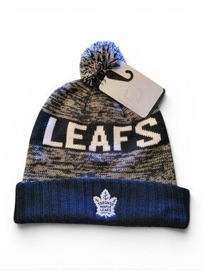 Roots Toronto Maple Leafs Pom Beanie - Navy, Gray, And White, NWT, One Size